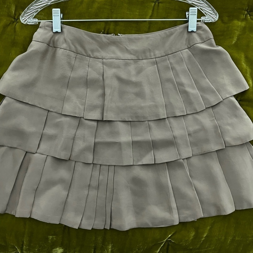 Taupe Silk Ruffle Skirt Banana Republican